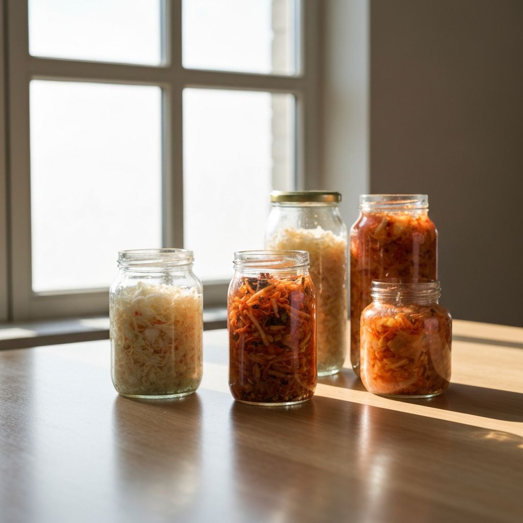 Fermentierte Gemüse in traditionellen Gläsern