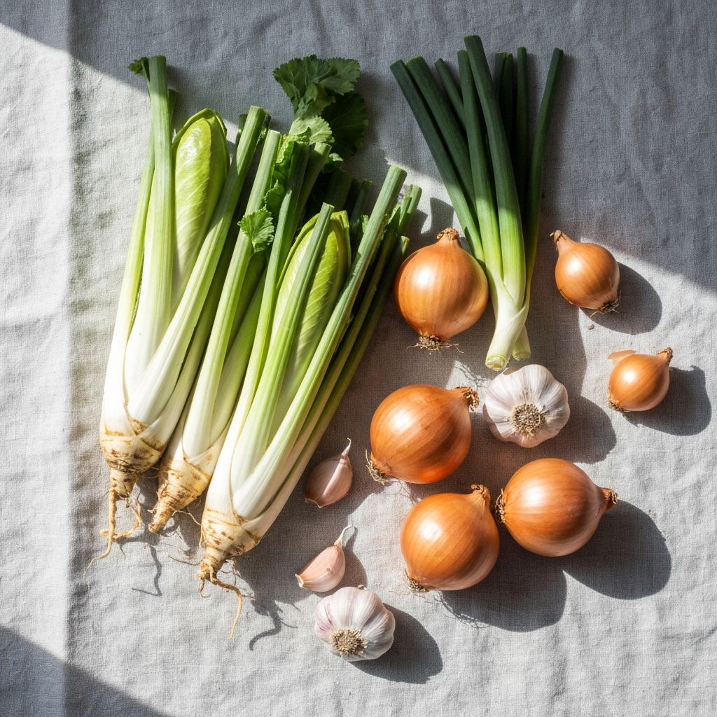 Chicorée und Zwiebeln als Inulin-Quellen